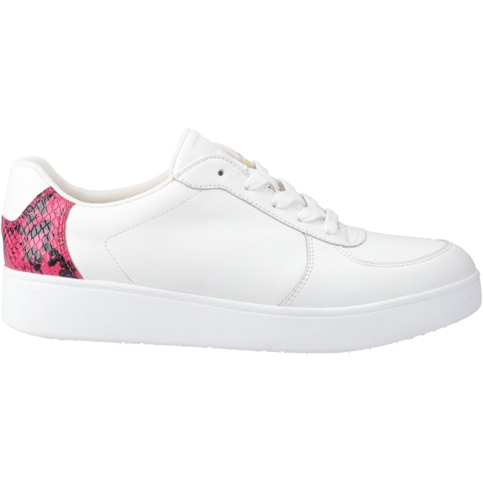 Fitflop Rally Snakeprint Backtab Leder Damen Urban Weiß/Wilde Himbeere Sneakers