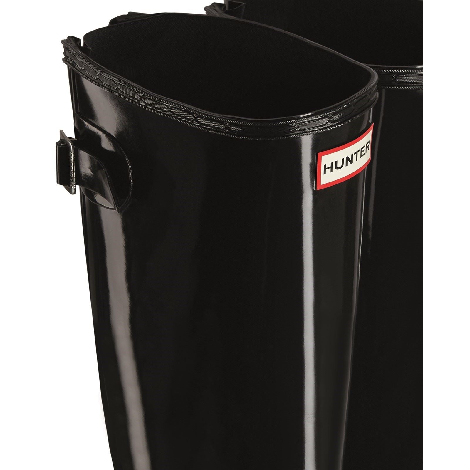 Hunter Tall Back Adjustable Gloss Gummistiefel Für Damen In Schwarz
