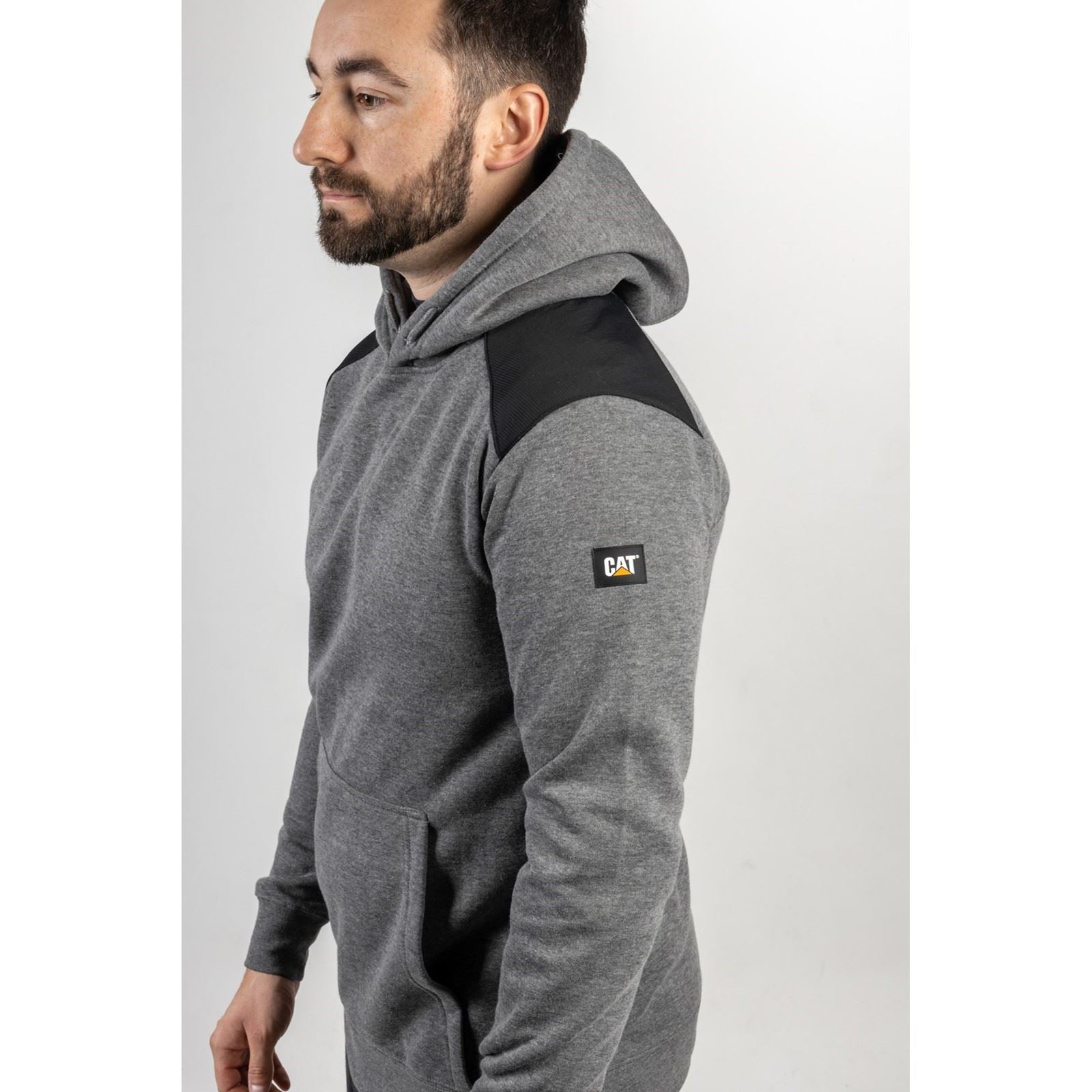 Caterpillar Essentials Polyester Herren Grauer Kapuzenpullover