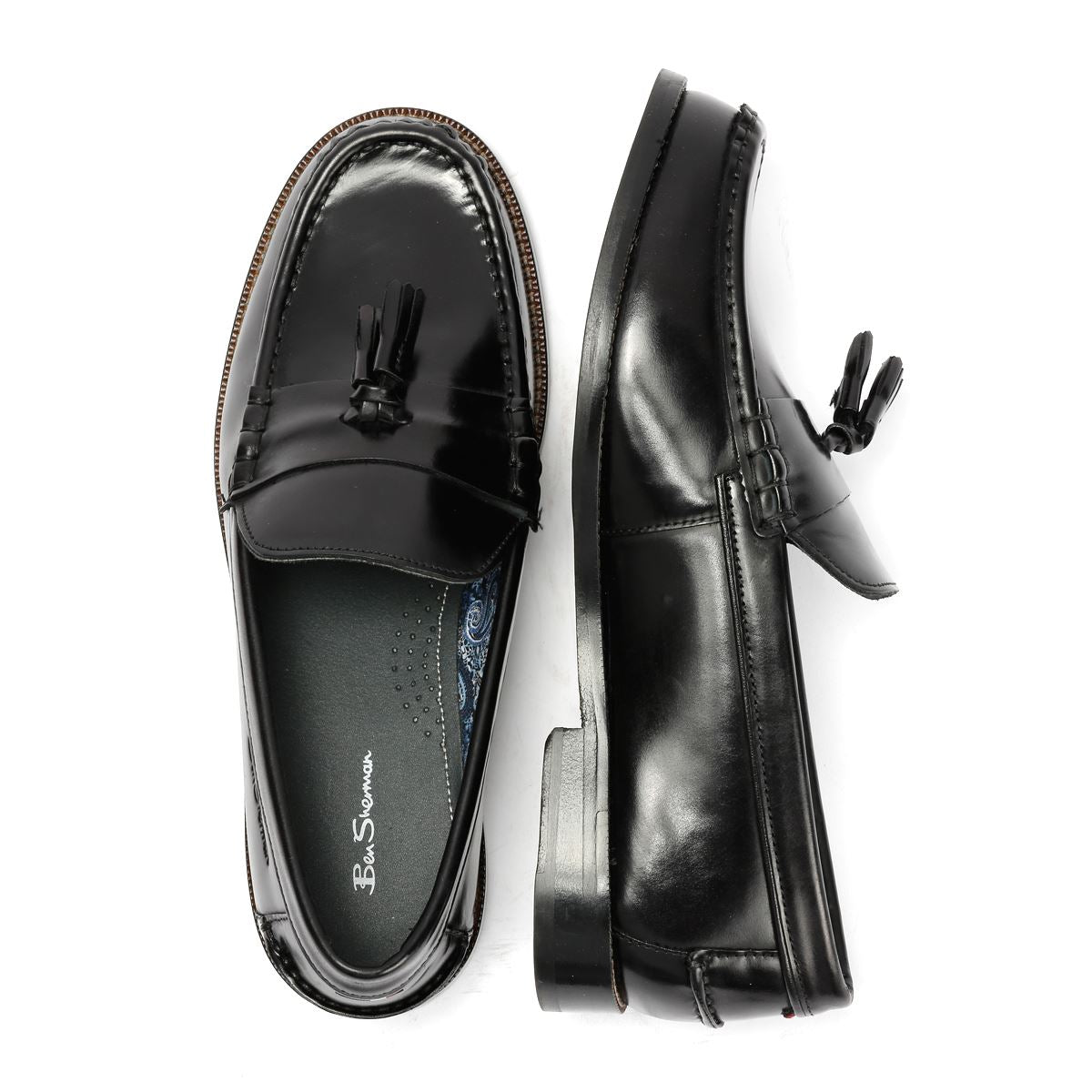 Ben Sherman Sid Leder Herren Schwarze Slipper