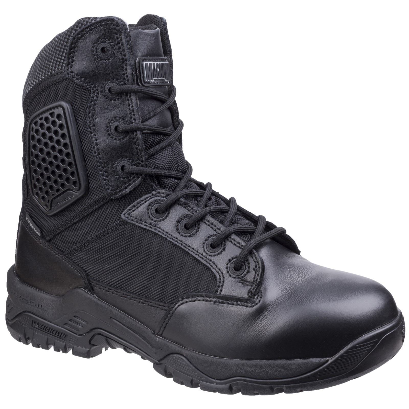 Magnum Strike Force Acht Punkt Null Wp Seitenreißverschluss Leder Schwarz Sicherheitsstiefel