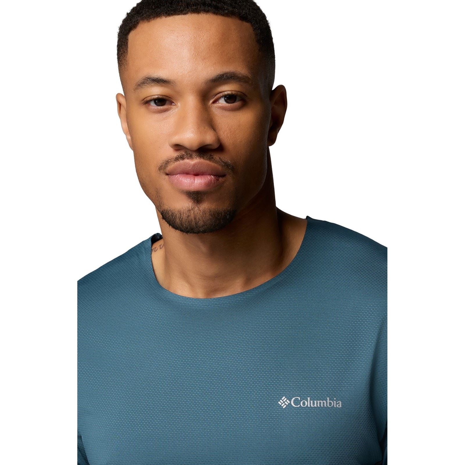 Columbia Three Pitch SS Crew Polyester Herren Blaue Sport-T-Shirts