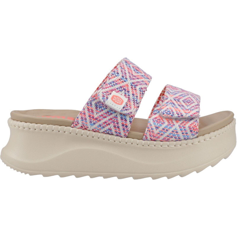 HEYDUDE Delray Slide Surf Baja Polyester Mischung Damen Sandalen In Blau/Rosa/Mehrfarbig