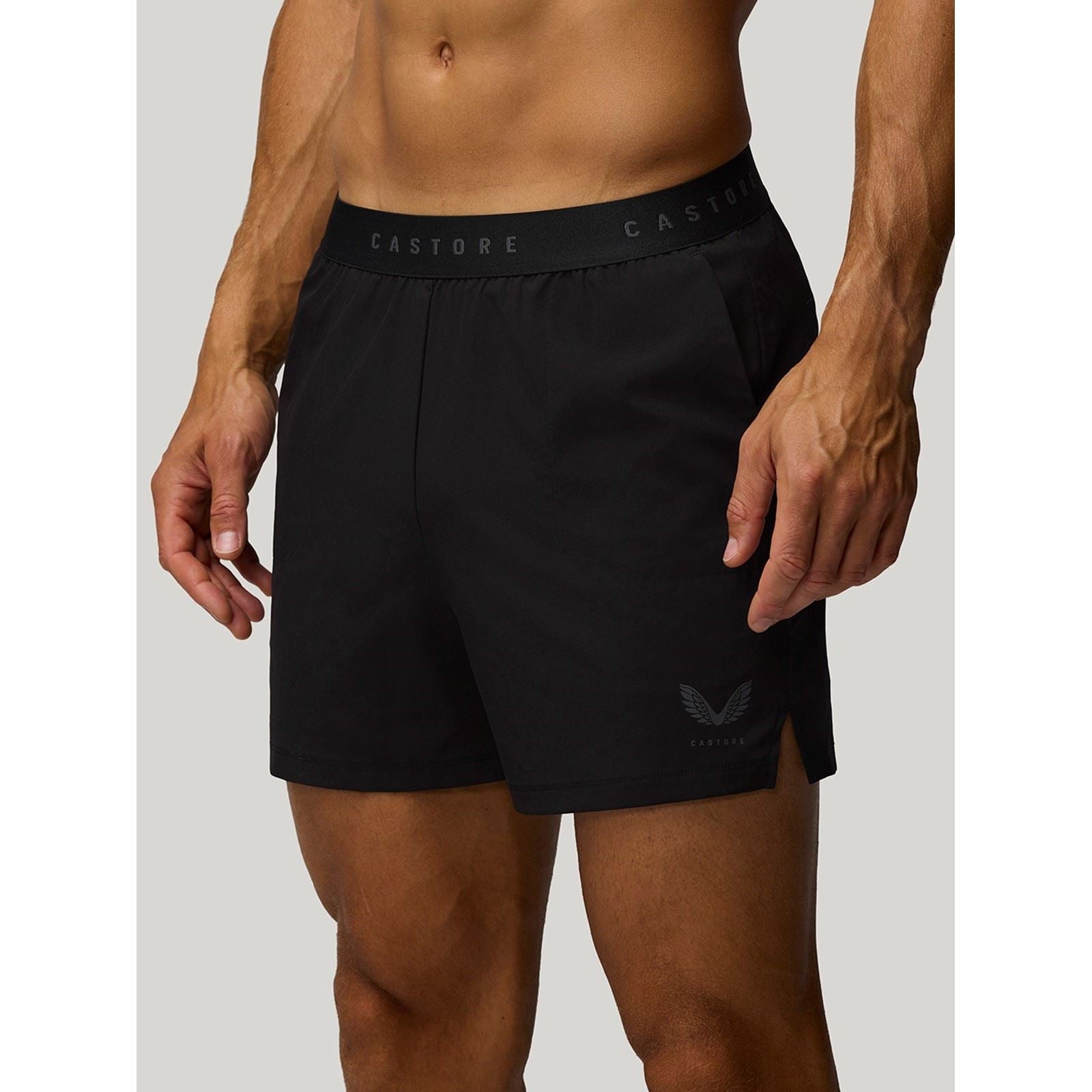 Castore 5" Branded Elastic Herren Schwarze Sportshorts