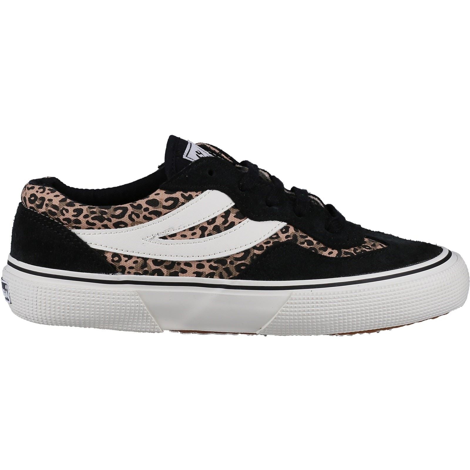 Superga 2941 Revolley Damen-Sneaker In Schwarz Mit Mikro-Leopardenmuster
