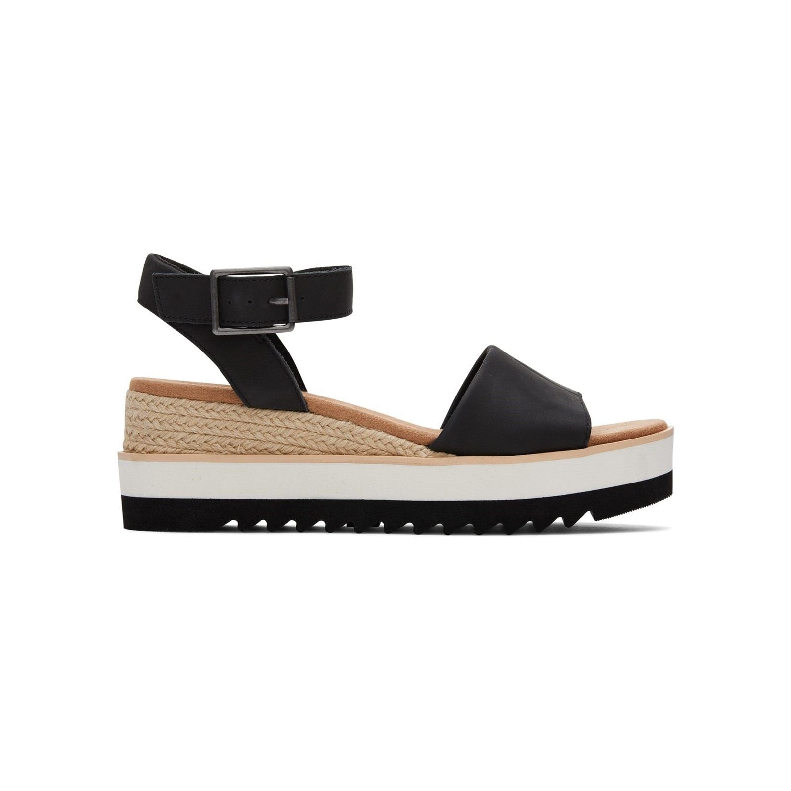 TOMS Diana Leder Damen Schwarze Keilsandalen