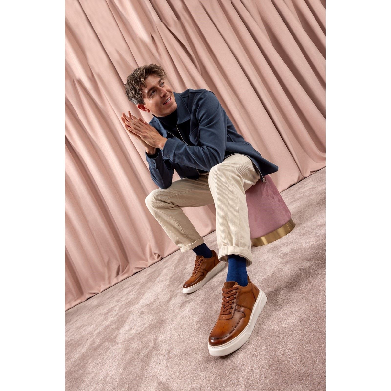 Hush Puppies Wyatt Herren Tan Ledersneaker