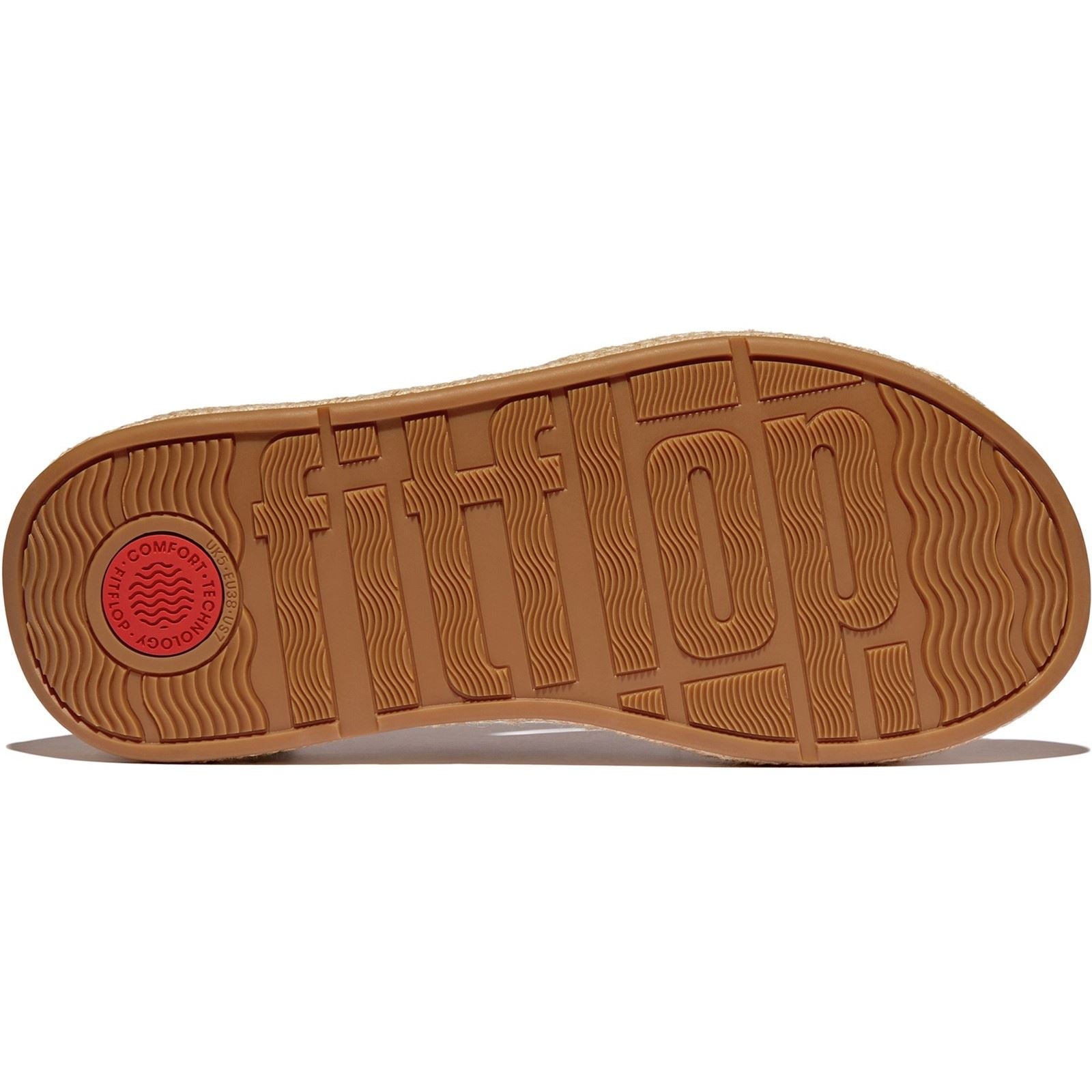 Fitflop F-Mode Toe Post Espadrille Leder Damen Schwarze Sandalen
