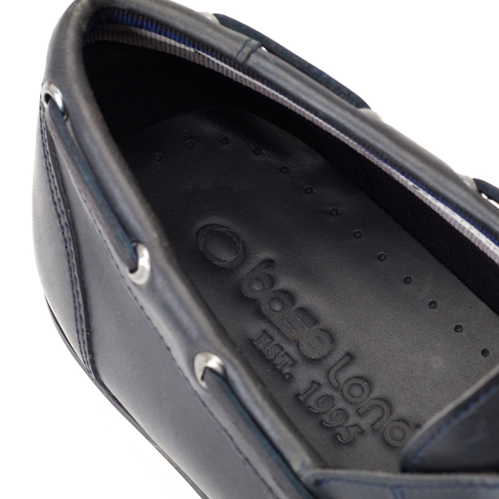 Base London Stern Leder Herren Dunkelblaue Bootsschuhe
