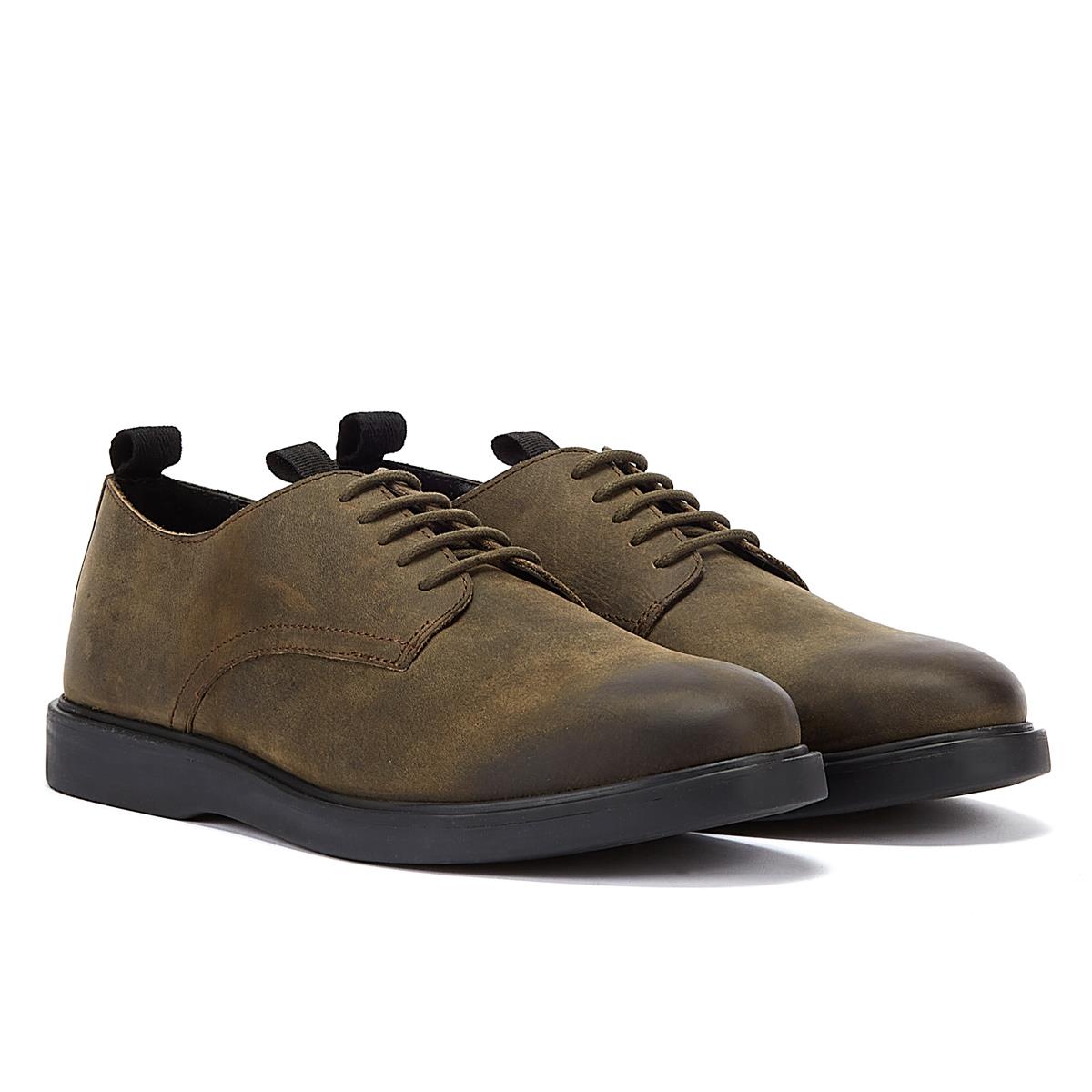 Hudson Barnstable Khaki Leder Herren Schnürschuhe In Grün