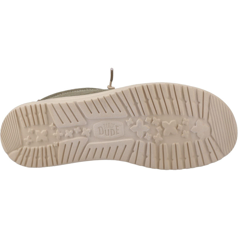 HEYDUDE Wally Workwear Polyester Mischung Herren Mokassins In Dämmerungsgrün/Irischer Sahne Farbe