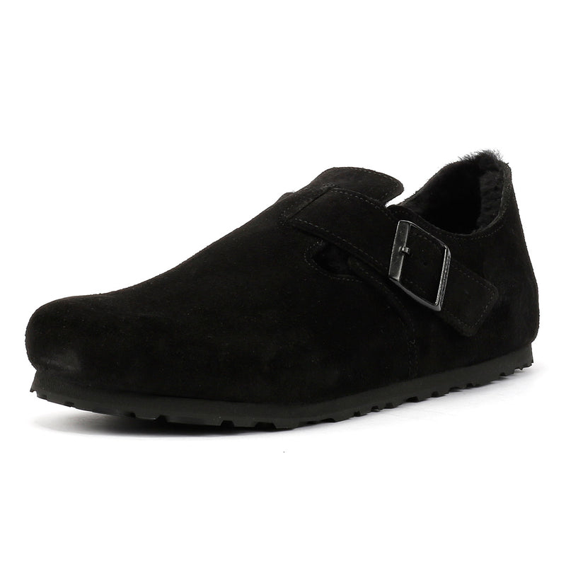 Birkenstock London Shearling Wildlederschuhe In Schwarz