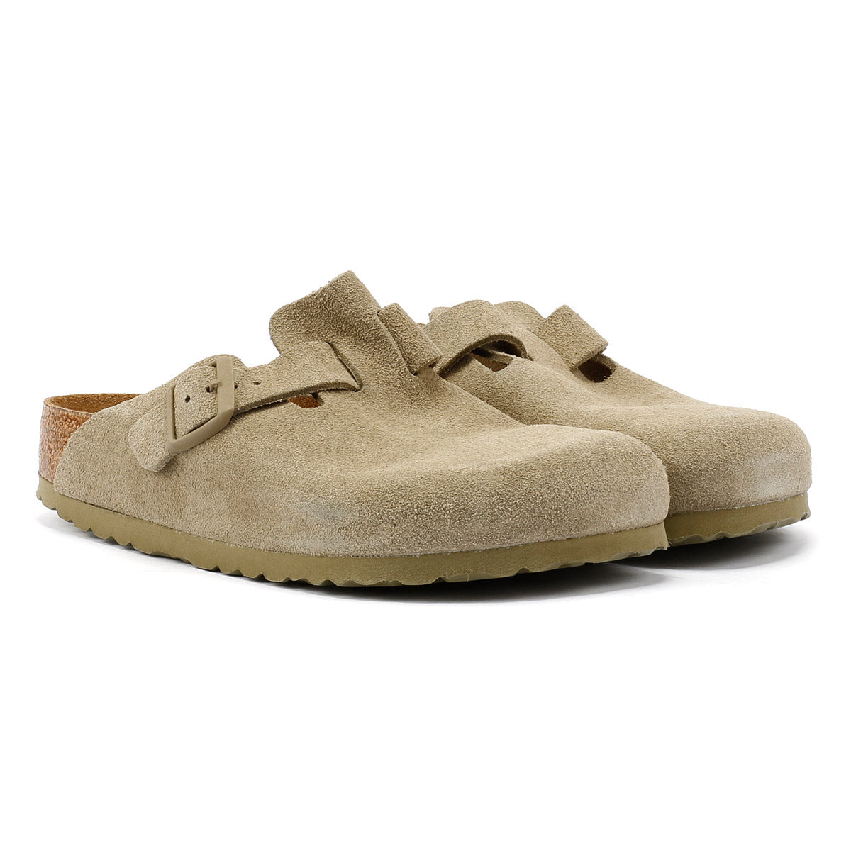 Birkenstock Boston Wildleder Verblasstes Khaki Grau Clogs