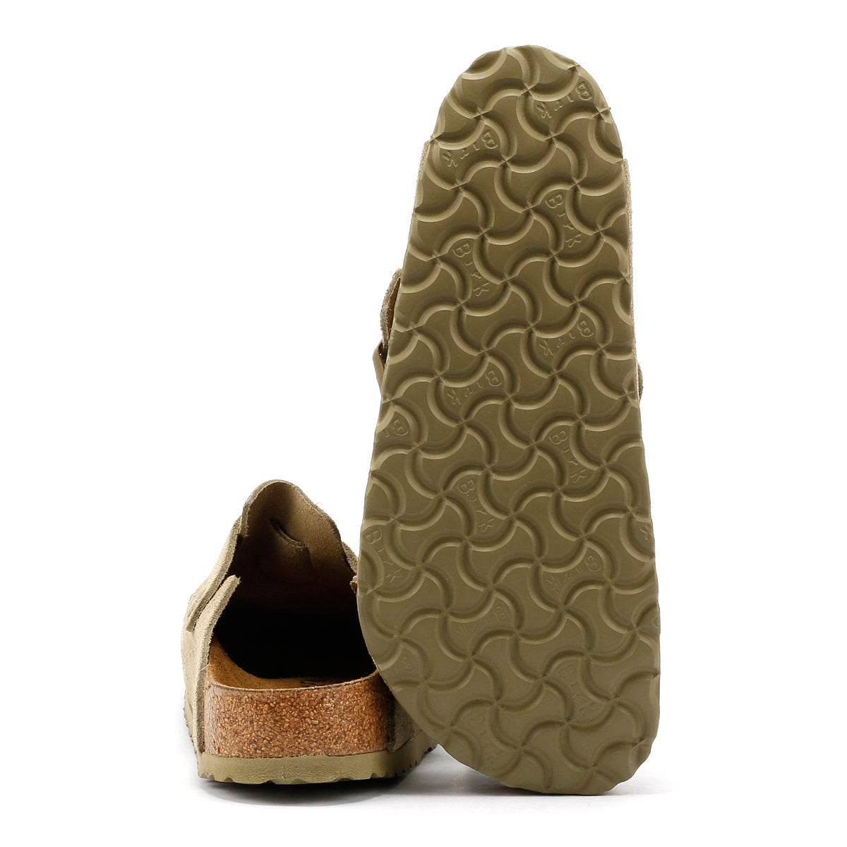 Birkenstock Boston Wildleder Verblasstes Khaki Grau Clogs