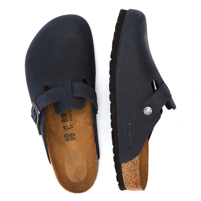 Birkenstock Boston Geöltes Nubukleder Schwarz Pantoffeln
