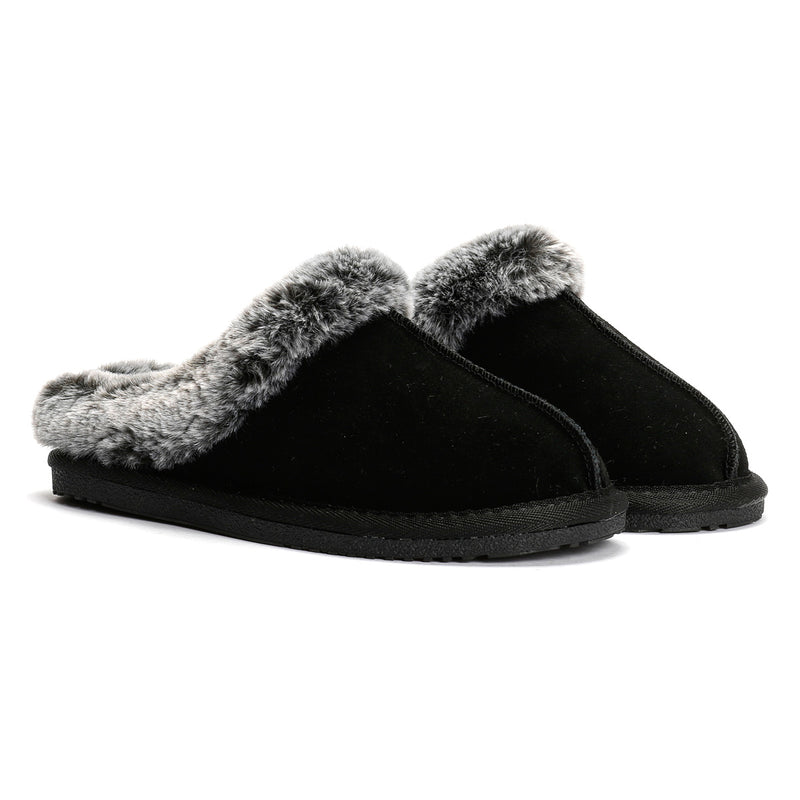 Hush Puppies Amara Wildleder Damen Hausschuhe In Schwarz