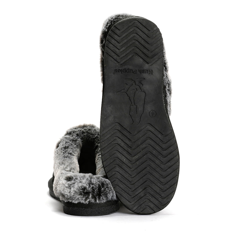 Hush Puppies Amara Wildleder Damen Hausschuhe In Schwarz