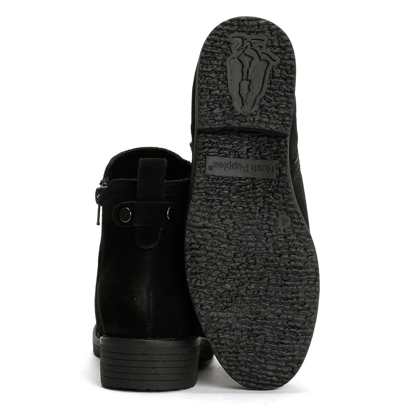 Hush Puppies Maddy Wide Damenstiefel Aus Schwarzem Wildleder