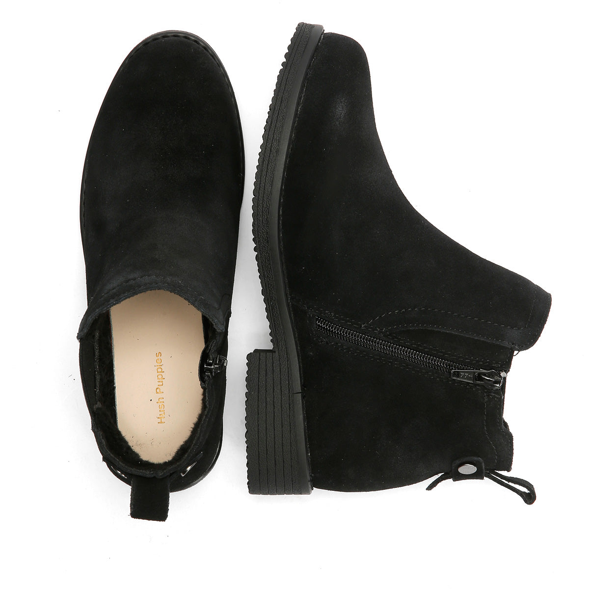 Hush Puppies Maddy Wide Damenstiefel Aus Schwarzem Wildleder