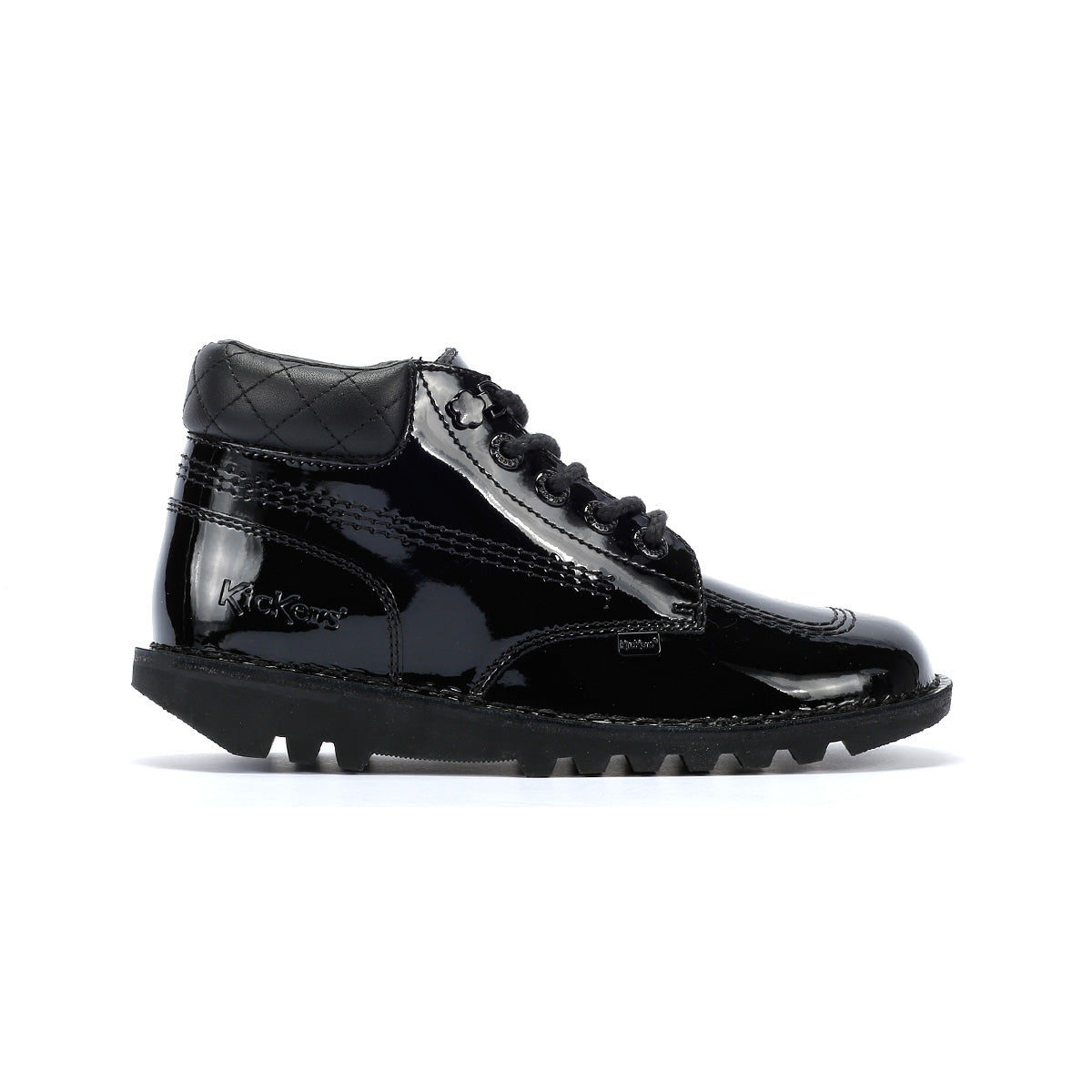 Kickers Youth Kick Hi Quilted Mädchen Schwarze Lederstiefel