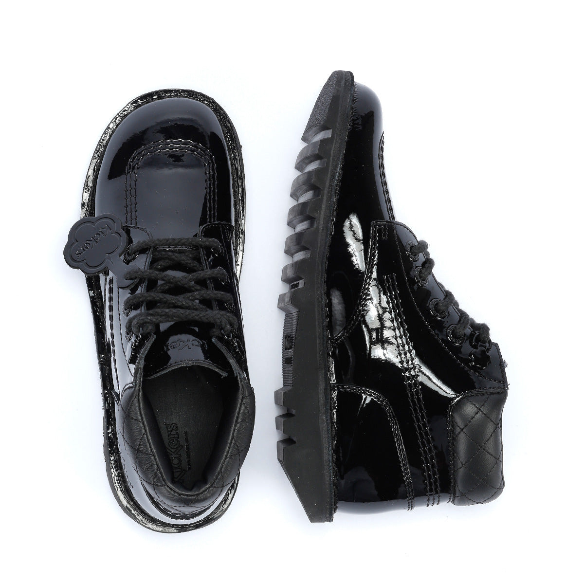 Kickers Youth Kick Hi Quilted Mädchen Schwarze Lederstiefel