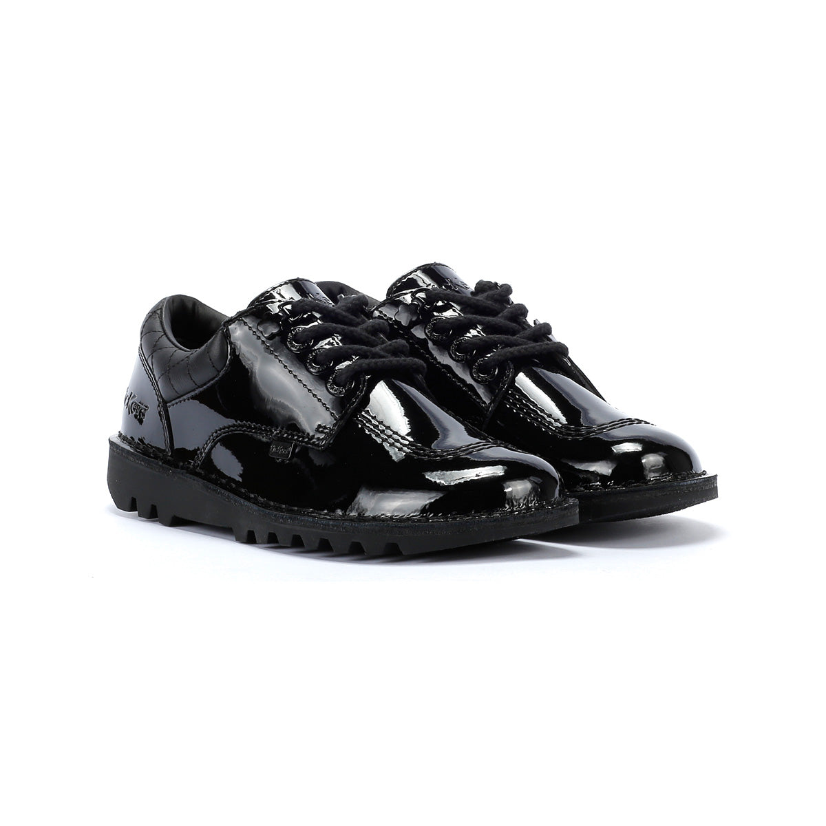 Kickers Youth Kick Lo Quilted Mädchen Schwarze Lederschnürschuhe