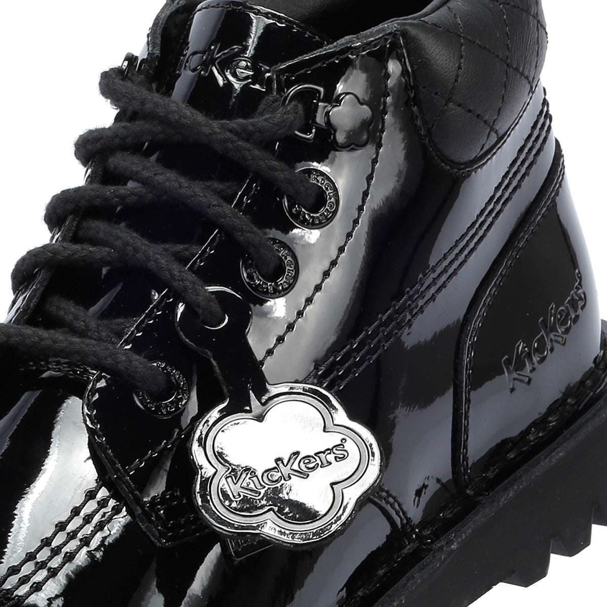 Kickers Youth Kick Hi Quilted Mädchen Schwarze Lederstiefel