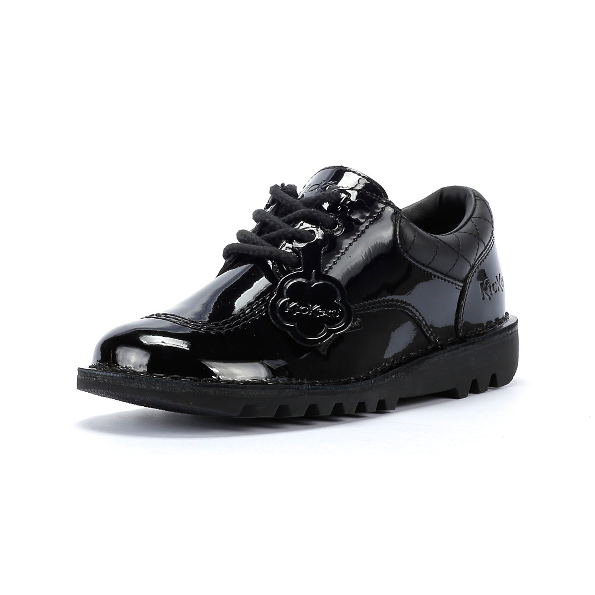 Kickers Youth Kick Lo Quilted Mädchen Schwarze Lederschnürschuhe
