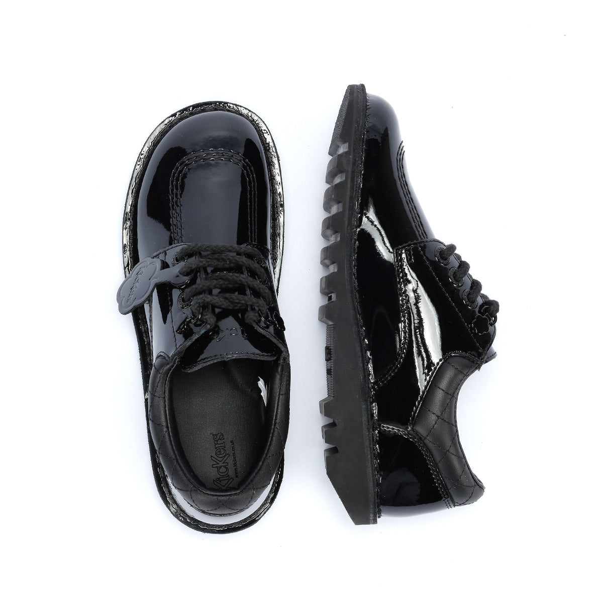 Kickers Youth Kick Lo Quilted Mädchen Schwarze Lederschnürschuhe