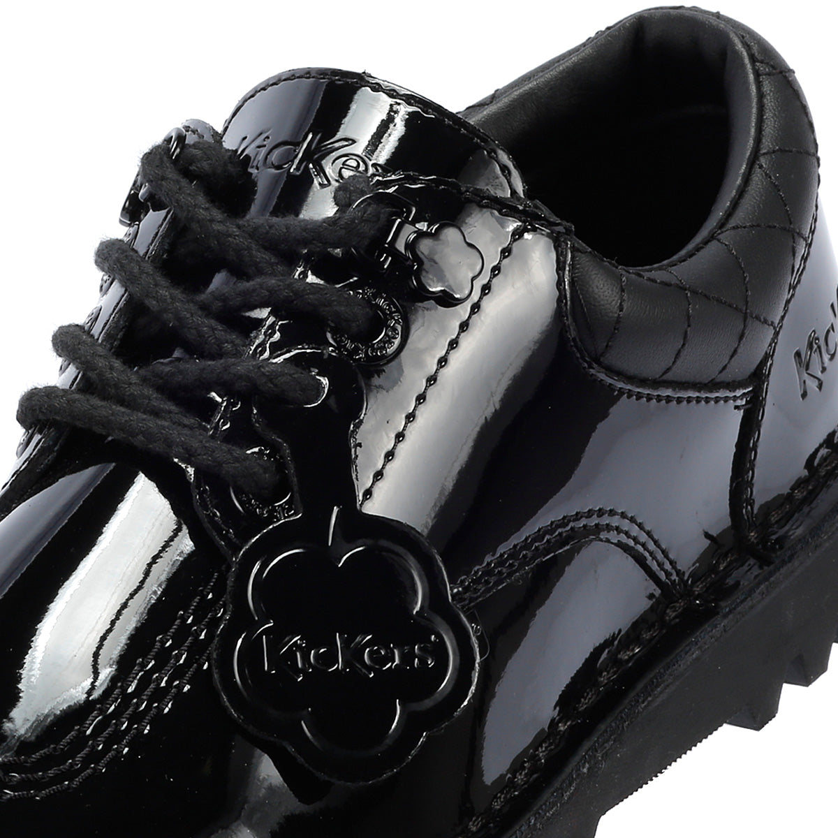 Kickers Youth Kick Lo Quilted Mädchen Schwarze Lederschnürschuhe