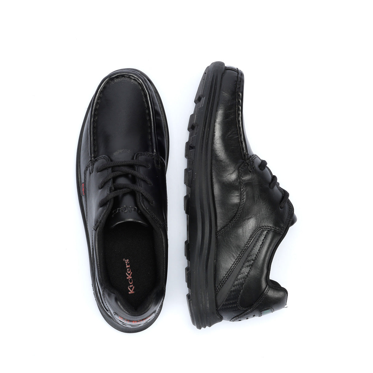 Kickers Youth Reasan Lace Jungen Schwarze Lederschnürschuhe