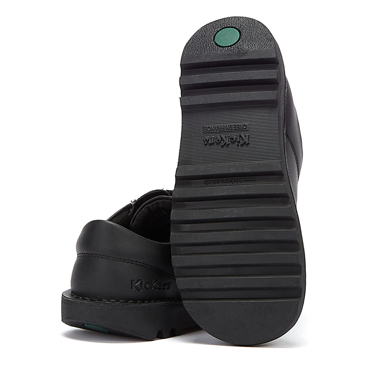 Kickers Kick Lo Jugend Schwarz Leder Schulschuhe
