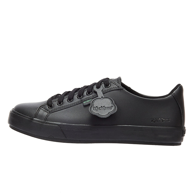Kickers Youth Schwarz Leder Tovni Lacer Turnschuhe