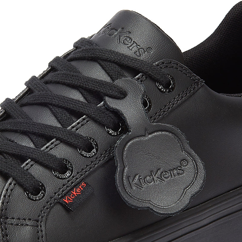 Kickers Youth Schwarz Leder Tovni Lacer Turnschuhe