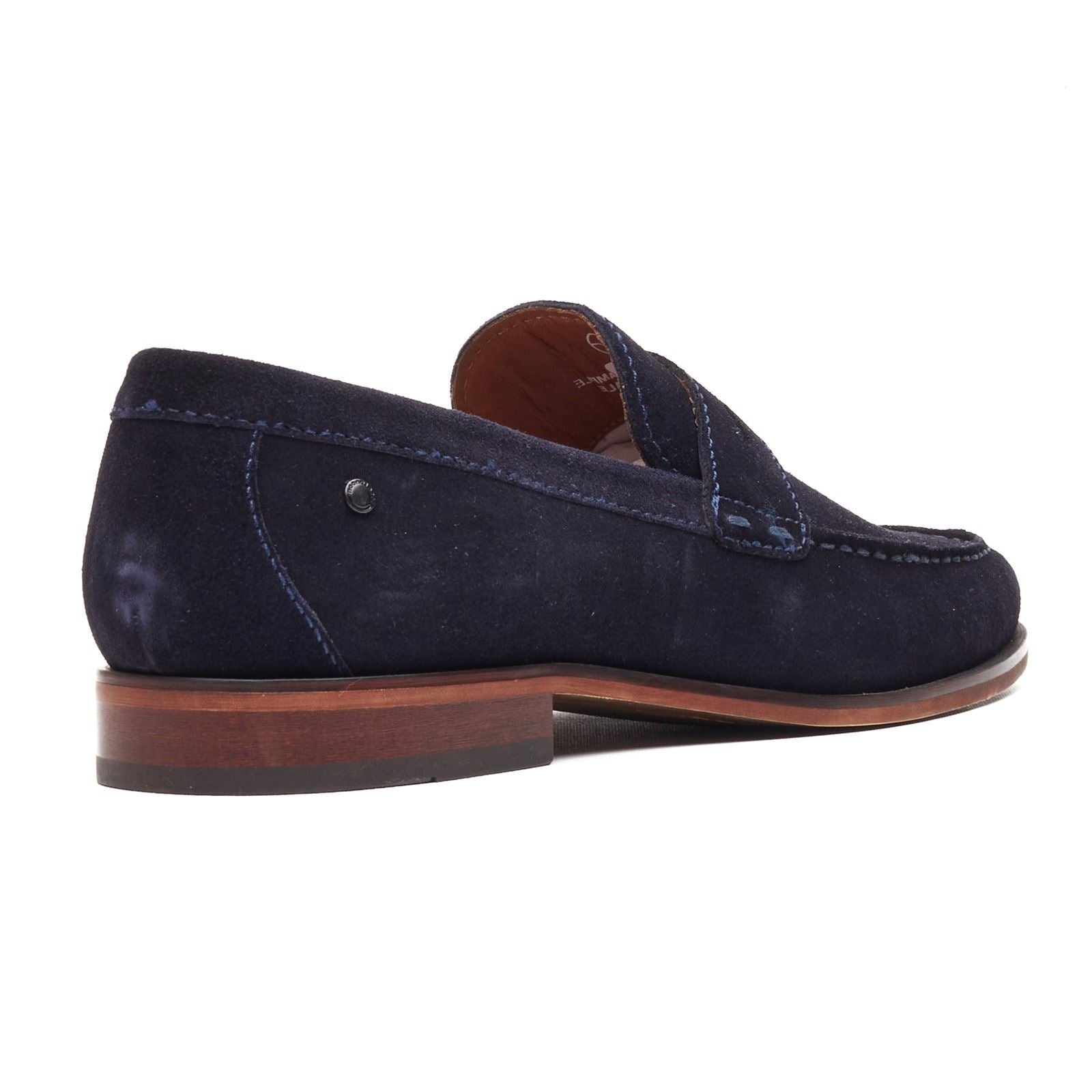 Base London Slate Loafer Leder Herren Marineblaue Slipper