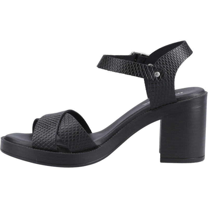 Hush Puppies Georgia Damen Sandalen Aus Schwarzem/Schlangenleder Echtleder
