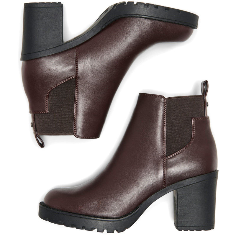ONLY Barbara Polyurethan Damen Schokoladenbraune Blockabsatz Chelsea-Stiefel