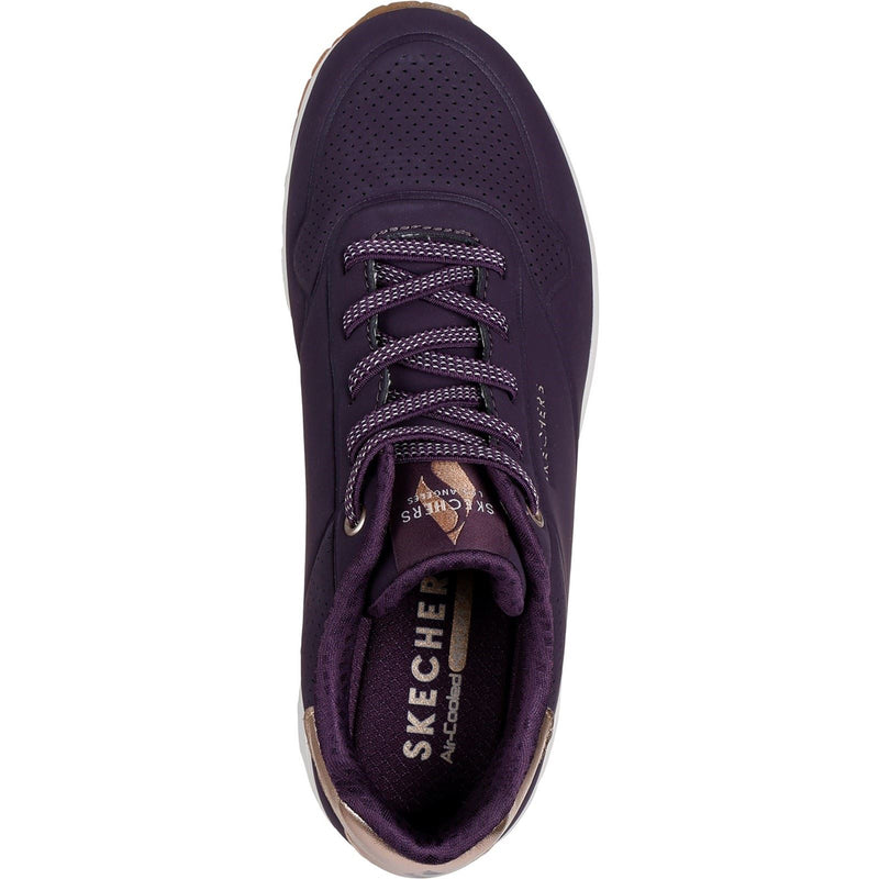 Skechers Uno - Shimmer Away Synthetische Damendunkellila Turnschuhe