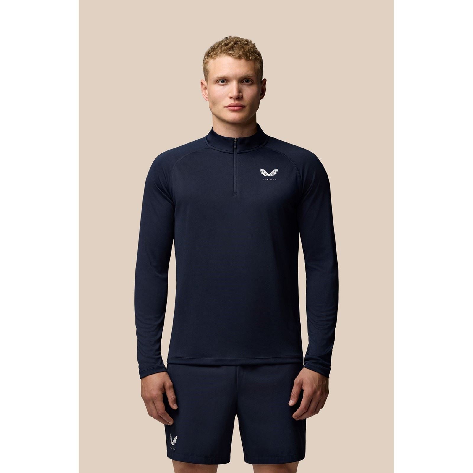 Castore Adapt Training 1/4 Zip Top Polyester Herren Blaue Sport-T-Shirts