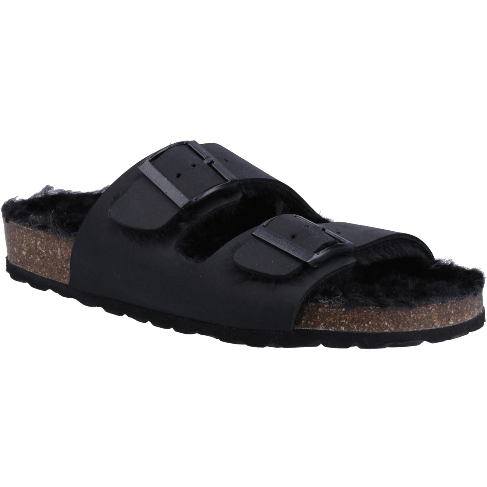 Hush Puppies Jessie Leder Damen Schwarze Hausschuhe