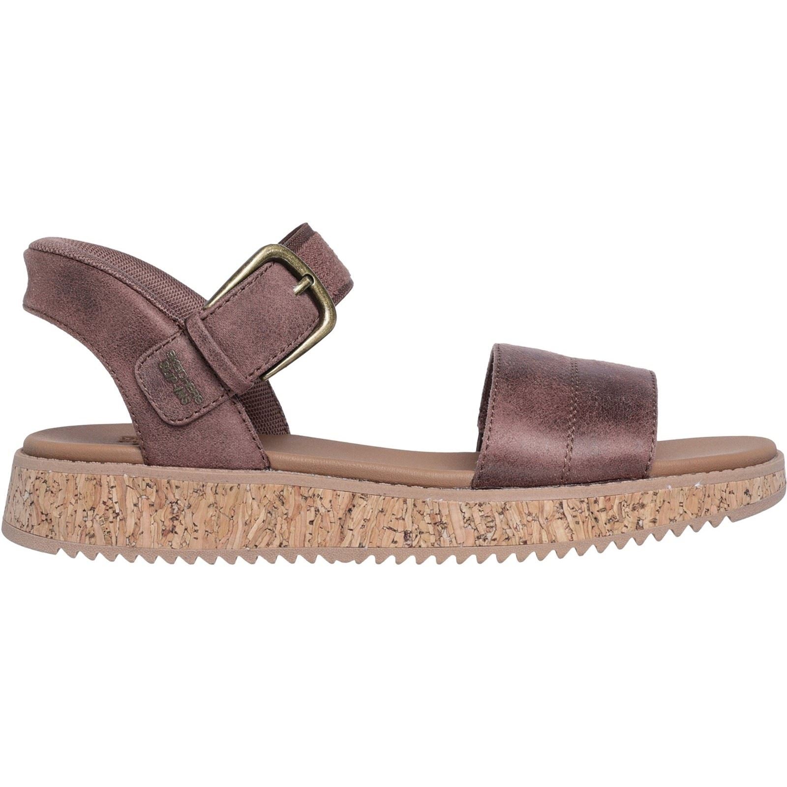 Skechers Bobs Sun Vibe Be Corky Polyester Damen Schokoladen Sandalen