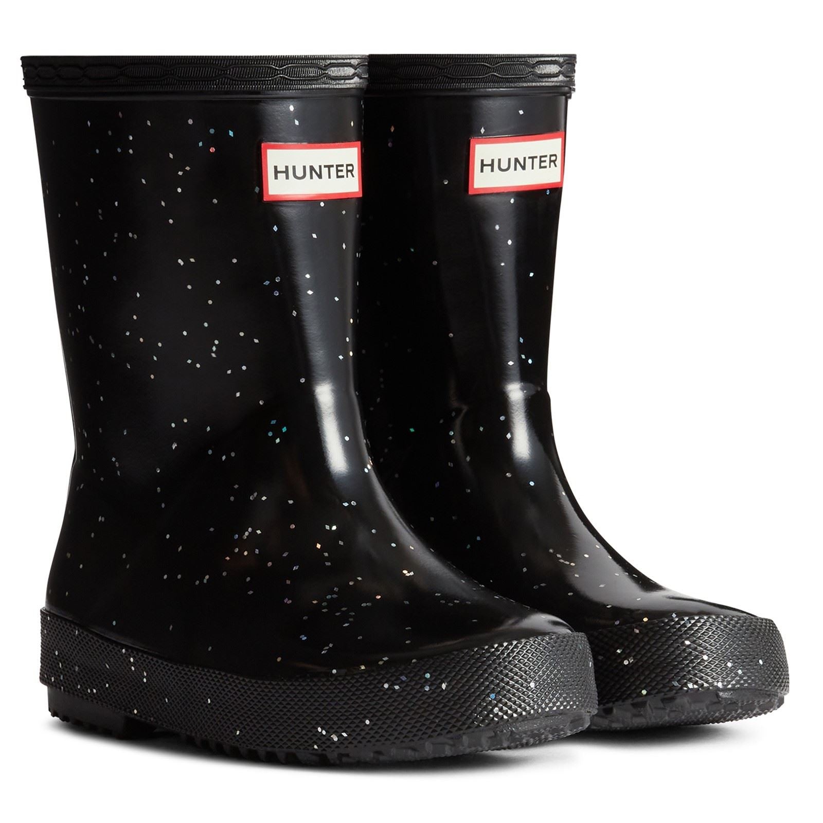 Hunter Kids First Giant Glitter Gummistiefel In Schwarz