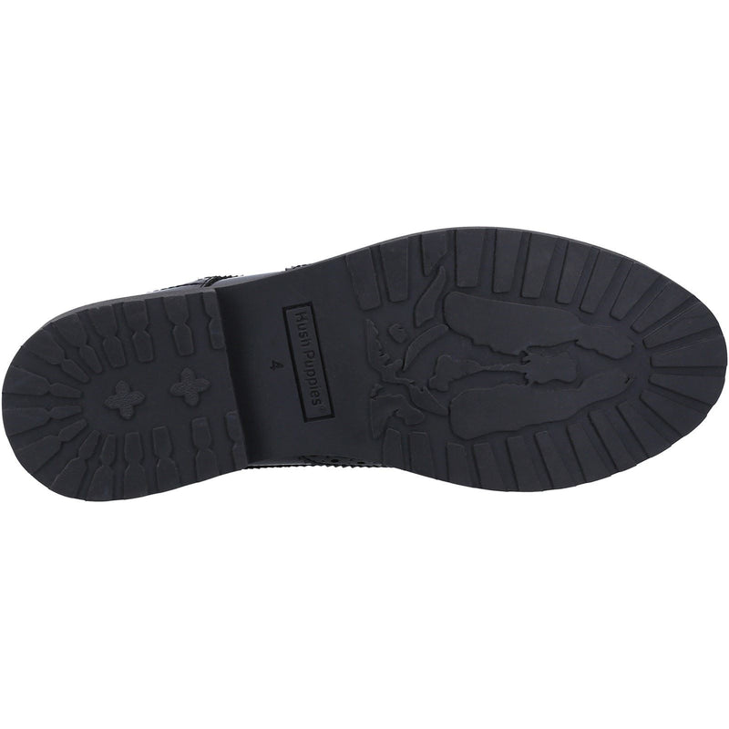 Hush Puppies Verity Slip On Leder Damen Schwarze Brogues Schuhe