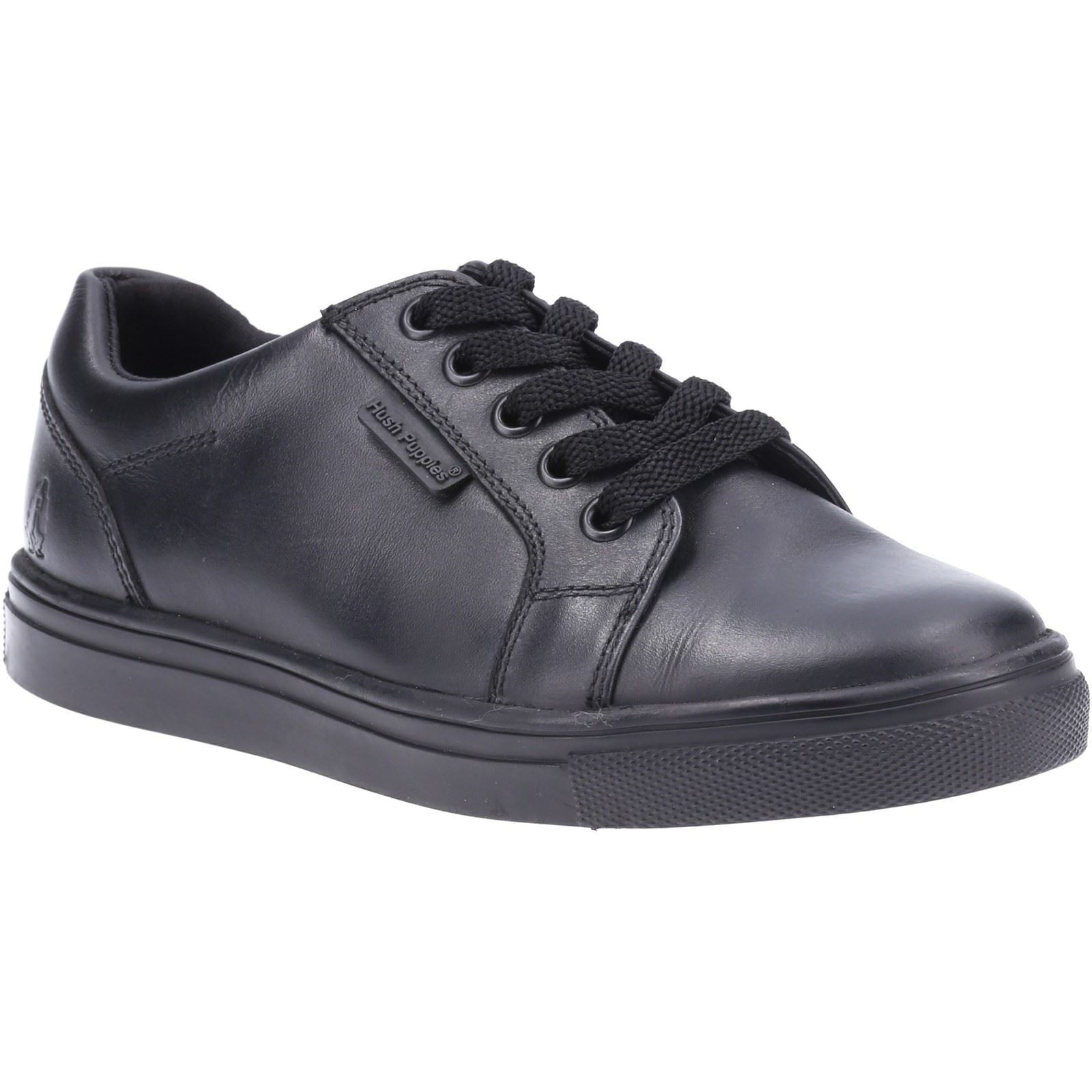 Hush Puppies Sam Junior Die Schwarzen Schnürschuhe Für Jungen Aus Leder