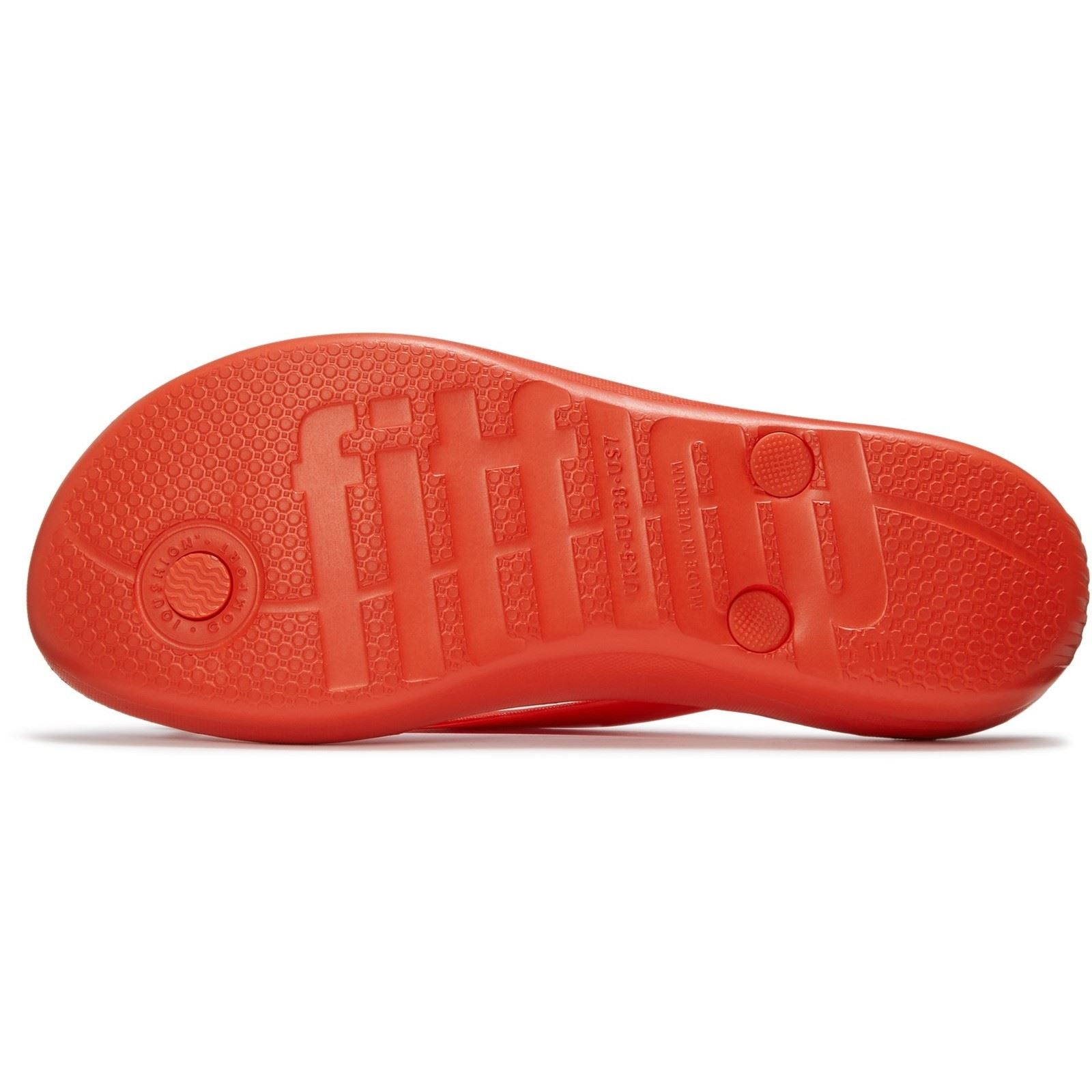 Fitflop iQushion Glossy-Button Polyurethan Damen Flip-Flops Kirschtomate