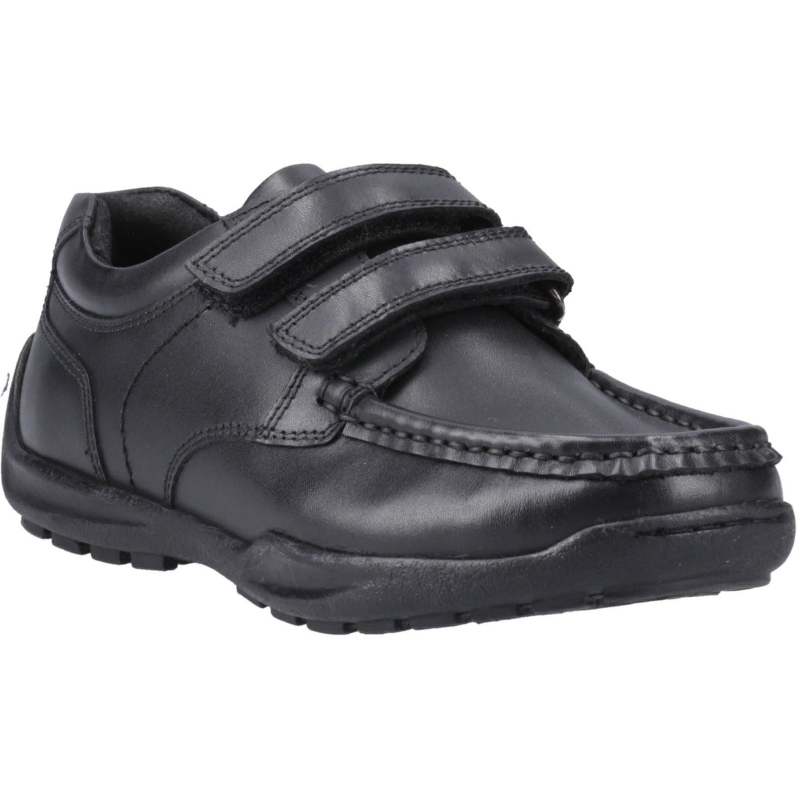 Hush Puppies Maddox Touch Fastening Lederschuhe Für Jungen In Schwarz