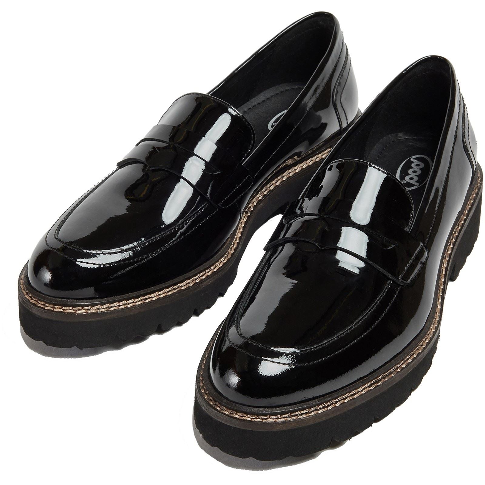 Pod Kenny Leder Damen Schwarze Farbe Lackslipper