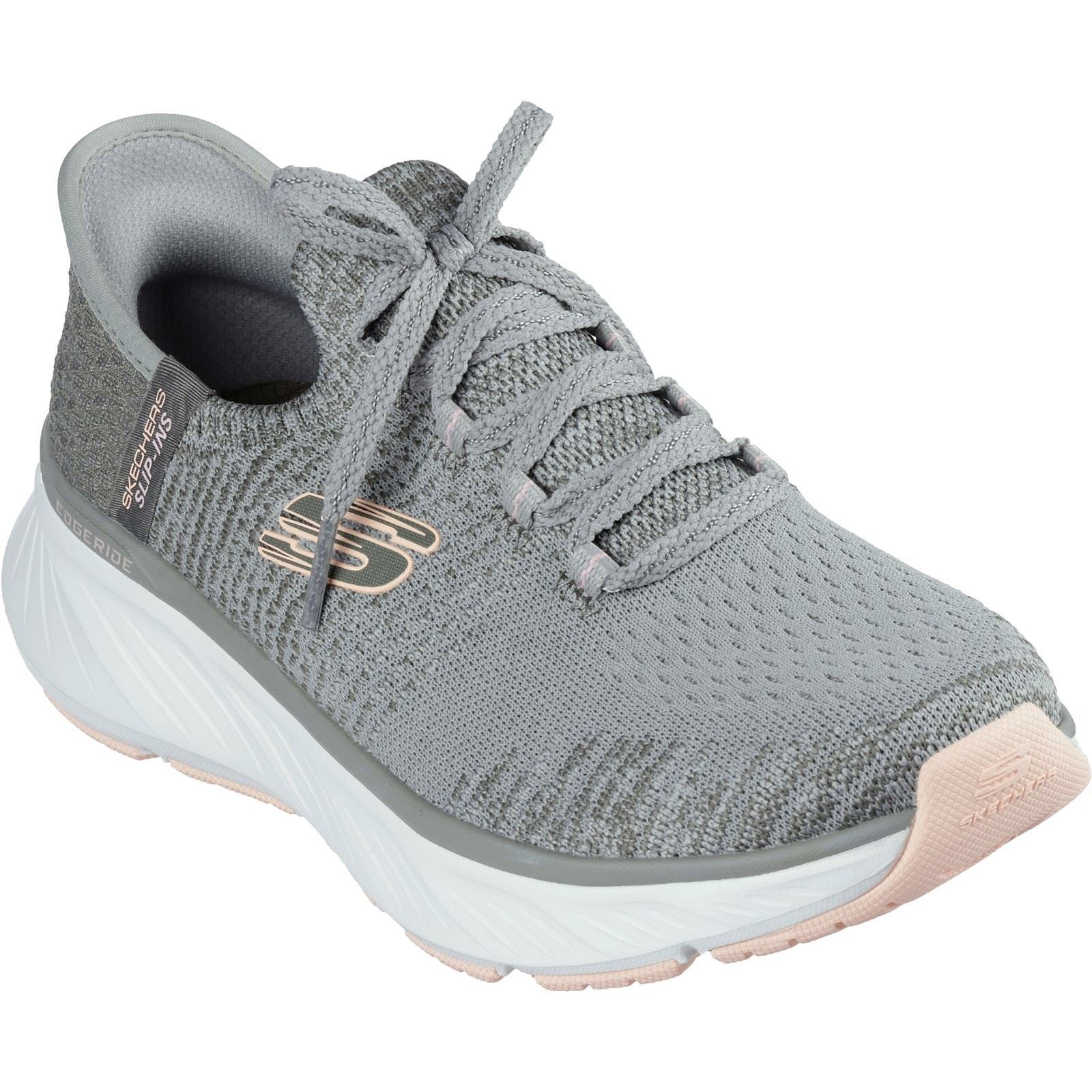 Skechers Edgeride Impression Damen Textil Turnschuhe In Grün/Orange