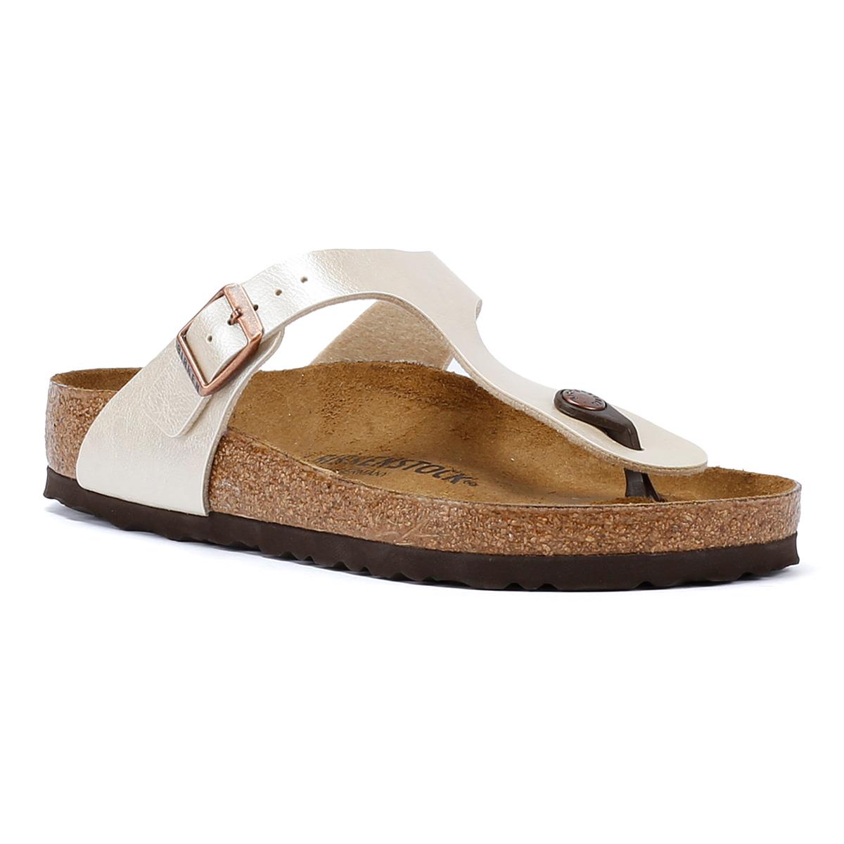 Birkenstock Gizeh Birko Flor Damen Anmutige Perlweiße Sandalen