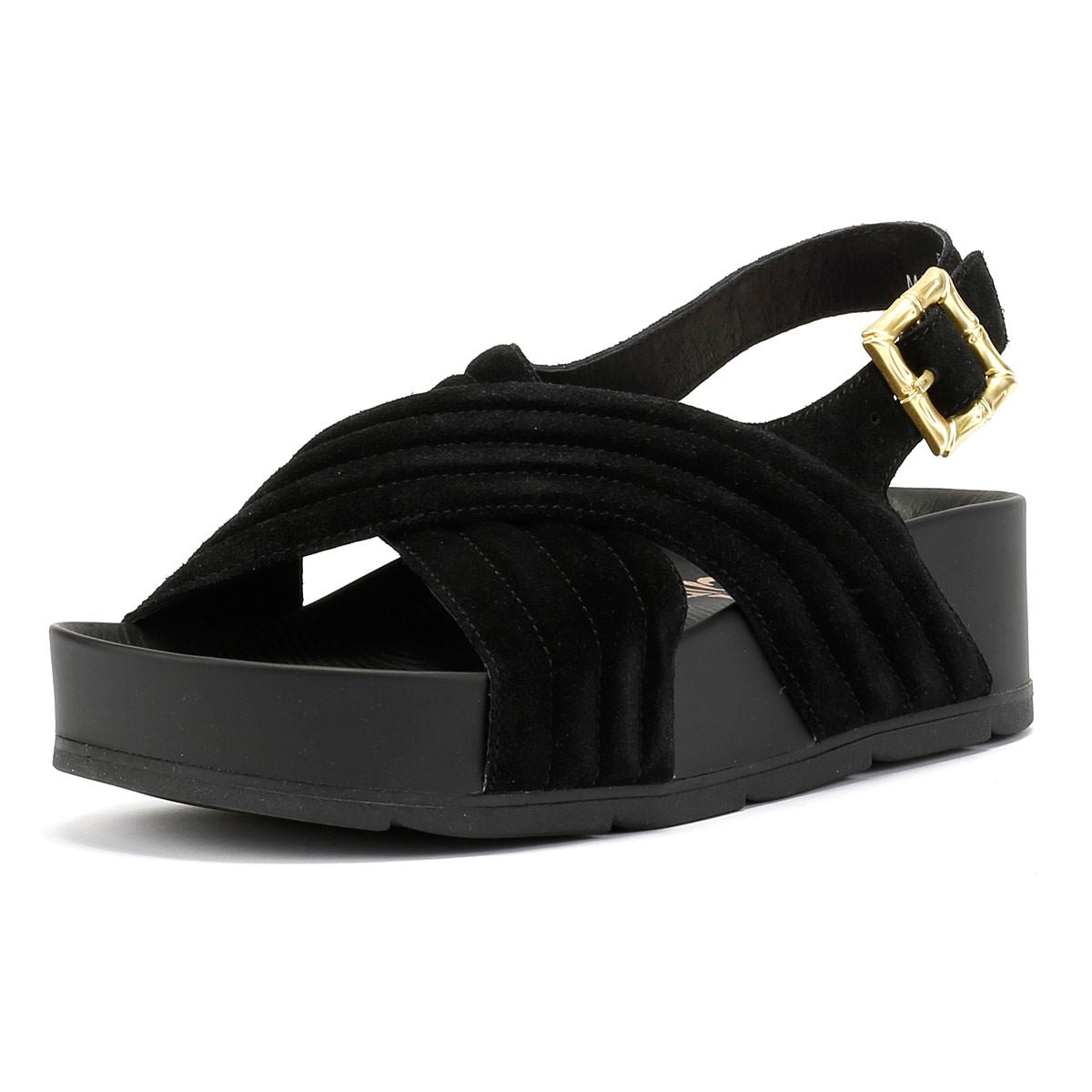 Desert Fleur Sparks Damen Sandalen Aus Schwarzem Wildleder